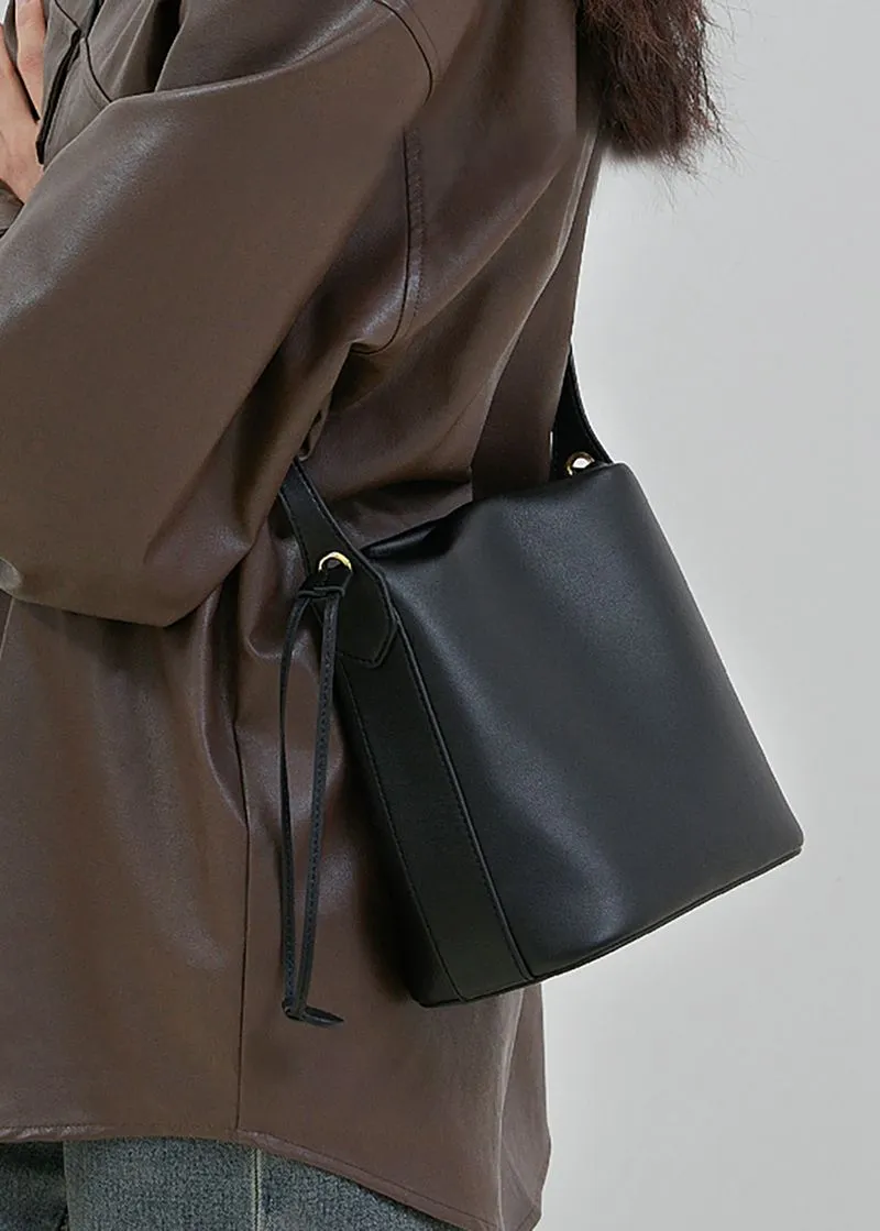 Grain Leather Small Bucket Bag