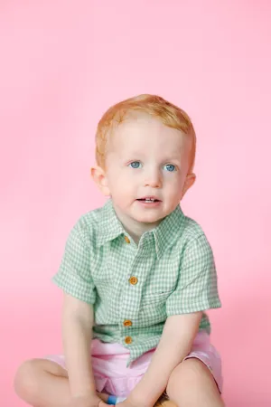 Green Plaid Woven Shirt
