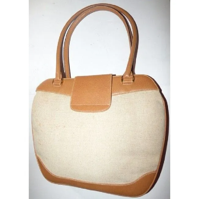 Gucci Jackie Natural Canvas & Camel Leather Satchel