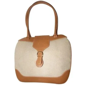 Gucci Jackie Natural Canvas & Camel Leather Satchel