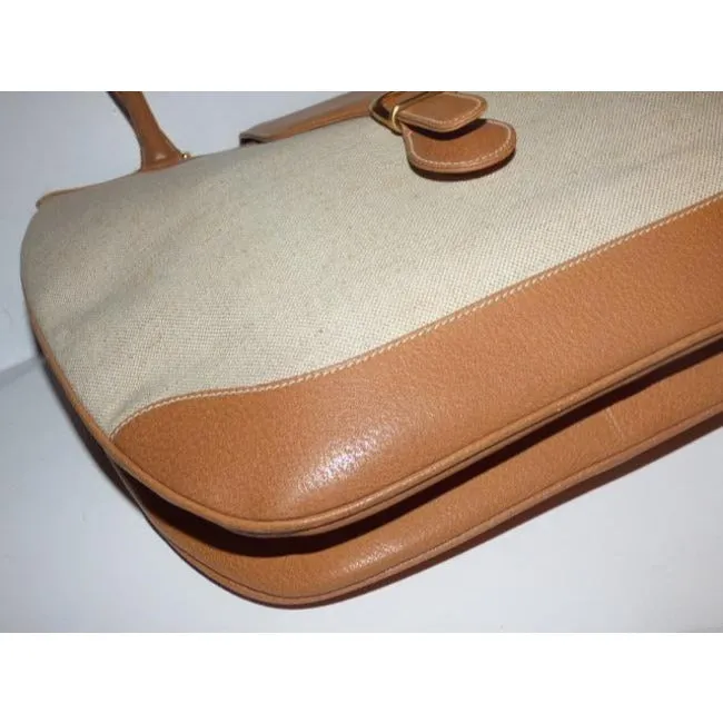 Gucci Jackie Natural Canvas & Camel Leather Satchel