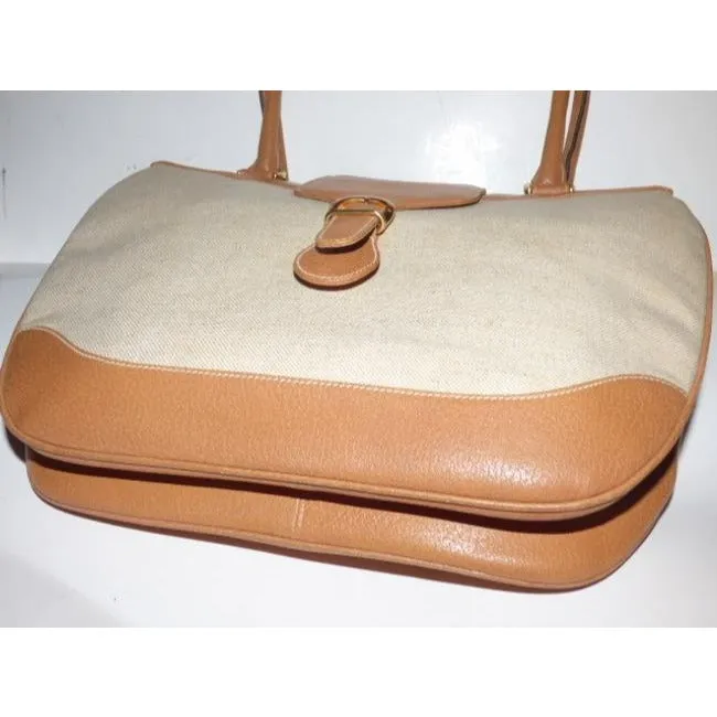Gucci Jackie Natural Canvas & Camel Leather Satchel