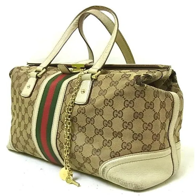 Gucci Jolicoeur Vintage Pursesdesigner Purses Brown Leather And Gg Leather Satchel