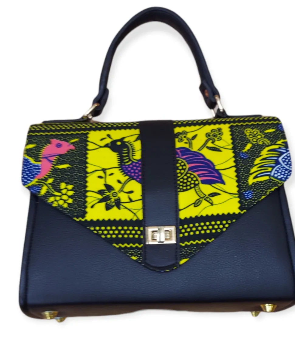 Hand bag - Ankara Leather Handbag | Tote Bag I Geri's Bluffing Boutique