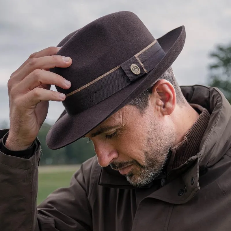 Hicks & Brown Wingfield Mens Trilby - Dark Brown