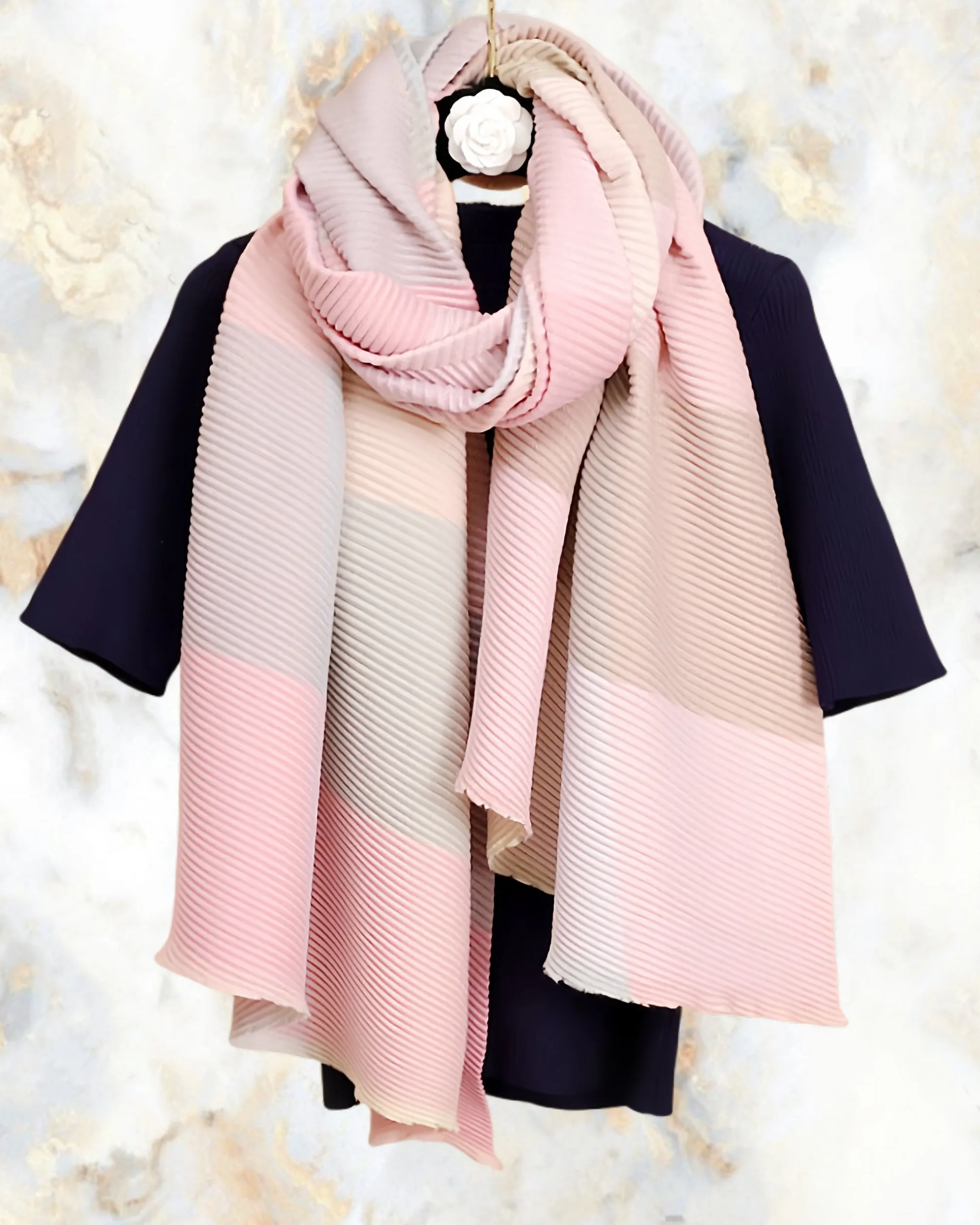 JC021023 Luxurious 3D Textured Crinkle Scarf