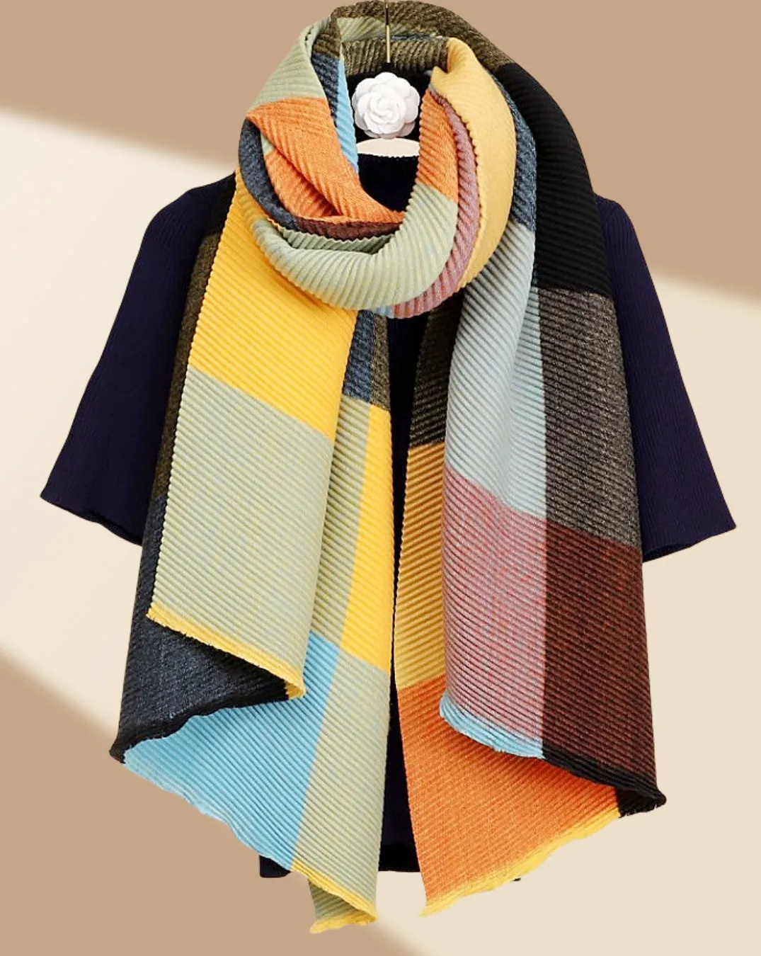 JC021023 Luxurious 3D Textured Crinkle Scarf