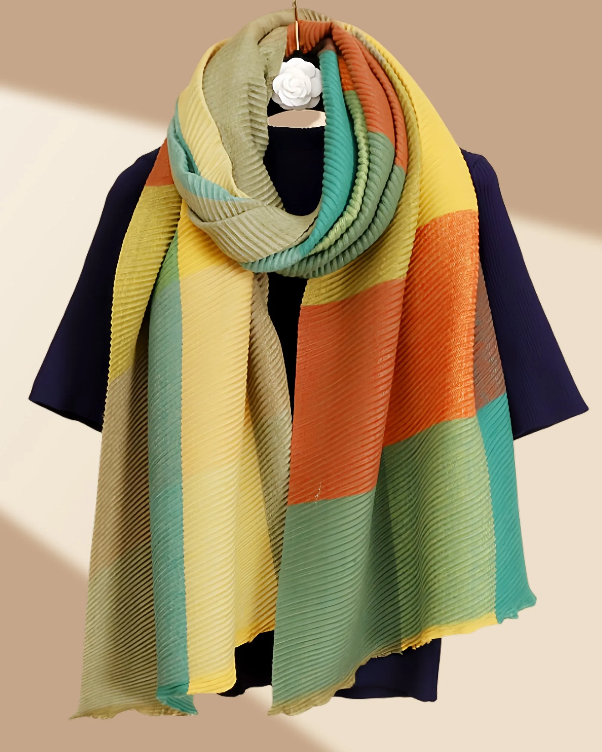 JC021023 Luxurious 3D Textured Crinkle Scarf