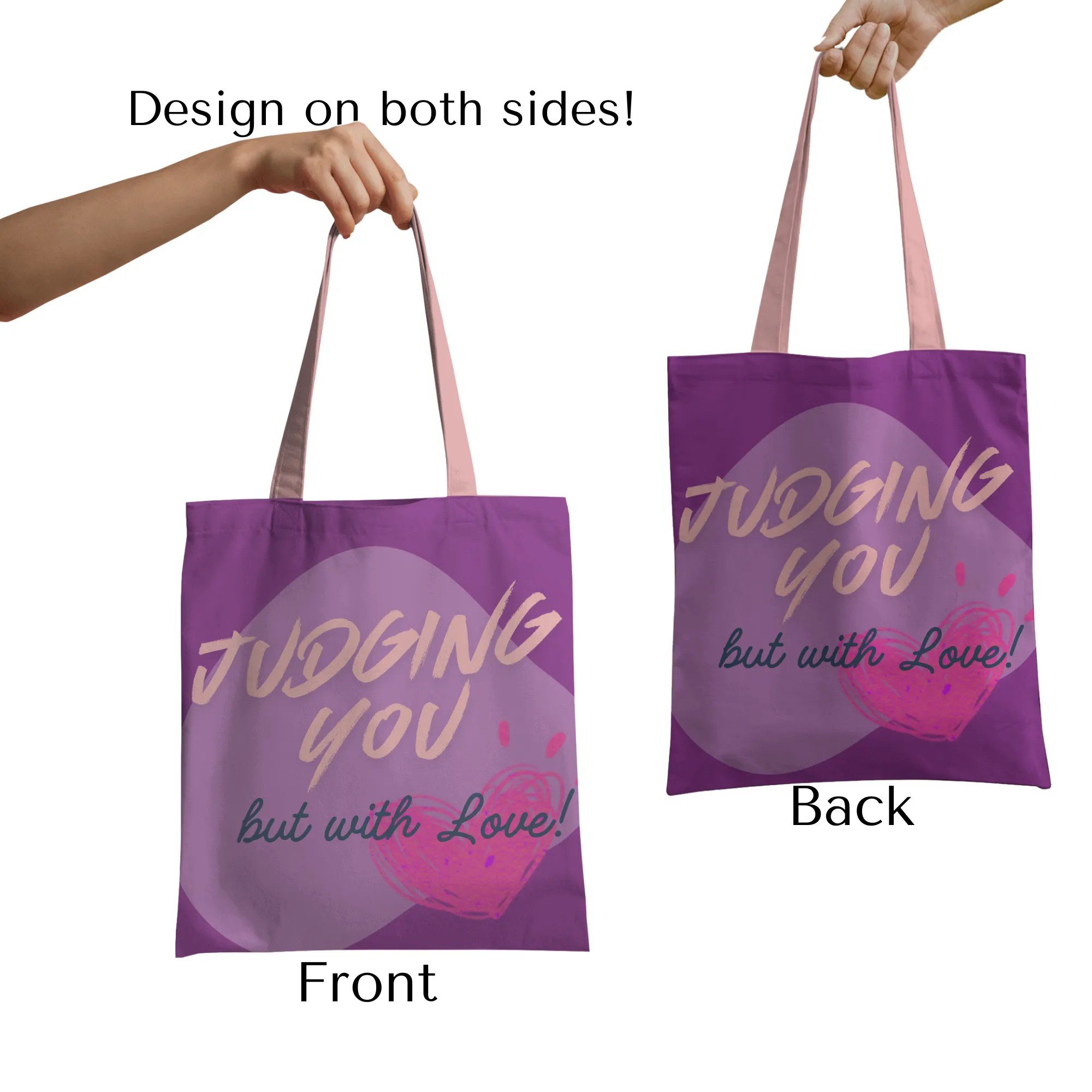 Judging You But with love Tote bag with Zipper Purple