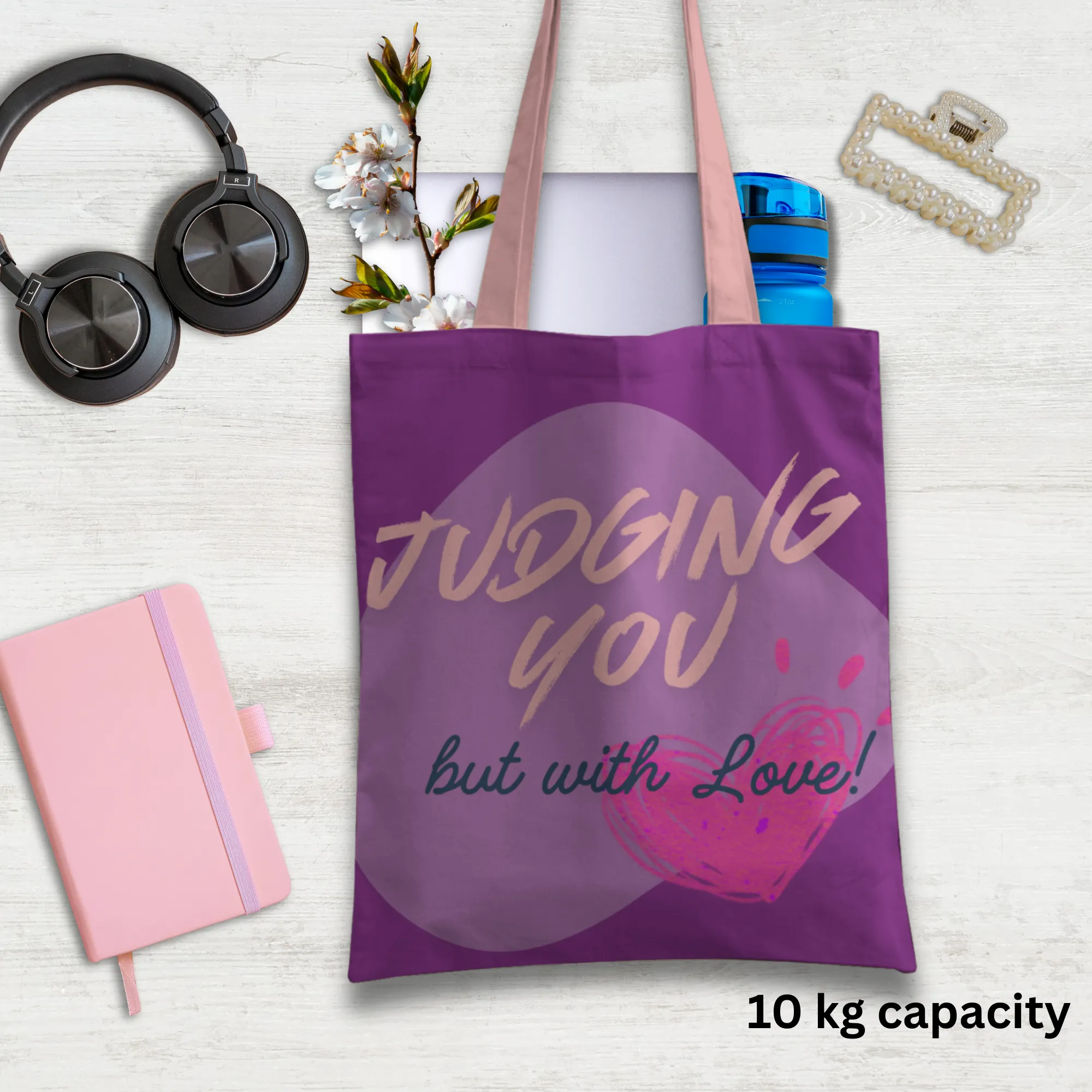 Judging You But with love Tote bag with Zipper Purple