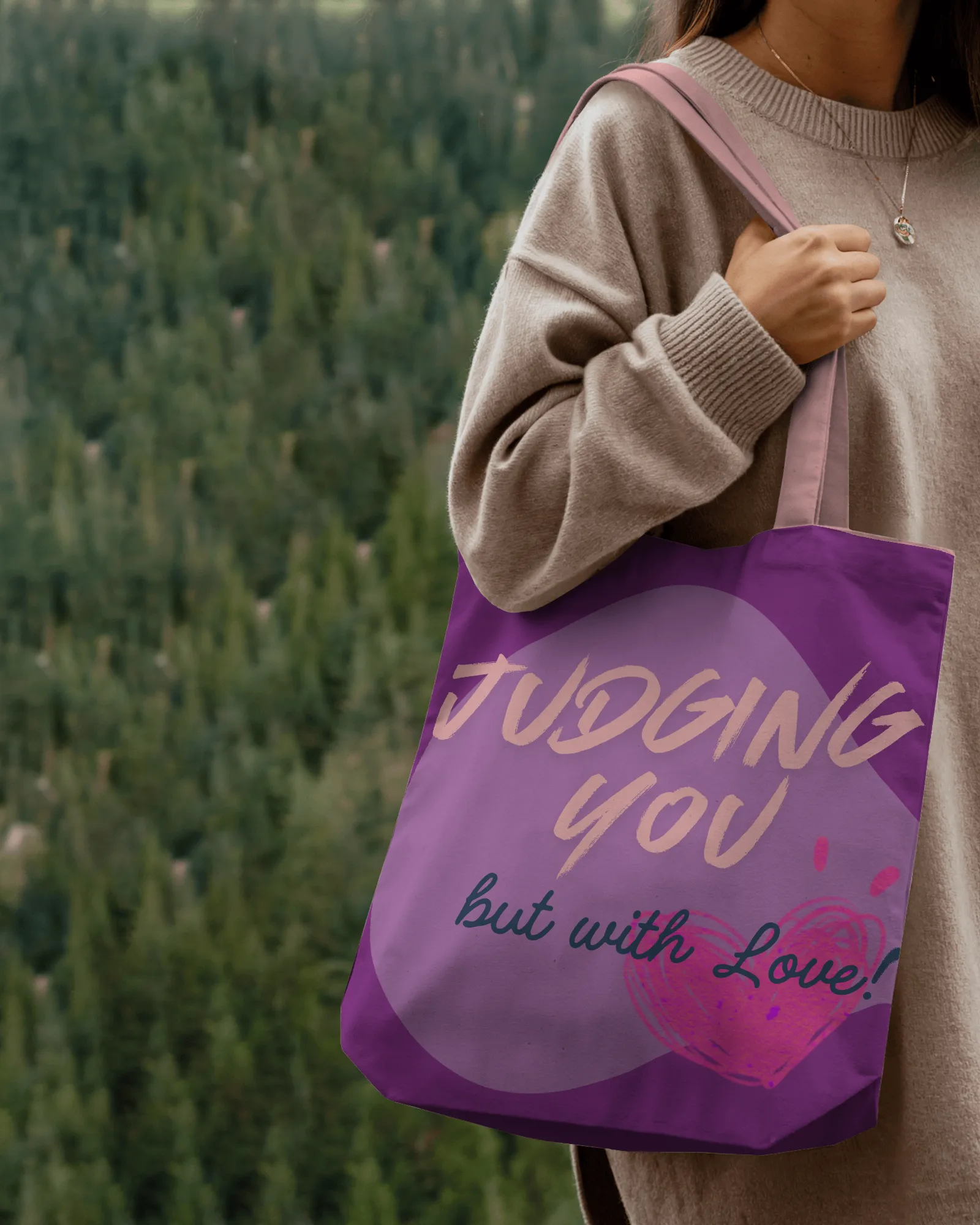Judging You But with love Tote bag with Zipper Purple