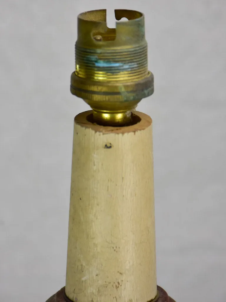 Large antique French candlestick lamp base with gold patina 28¾"