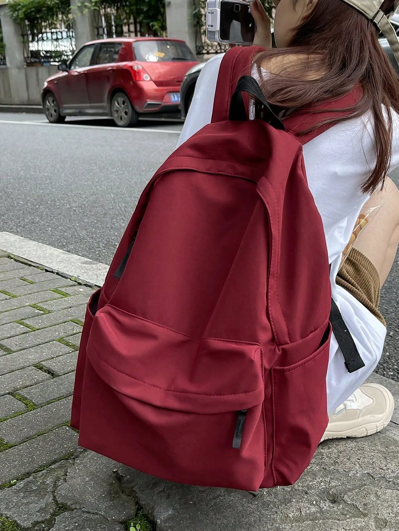 Large Capacity Solid Color Minimalist College Style Viral  Backpack