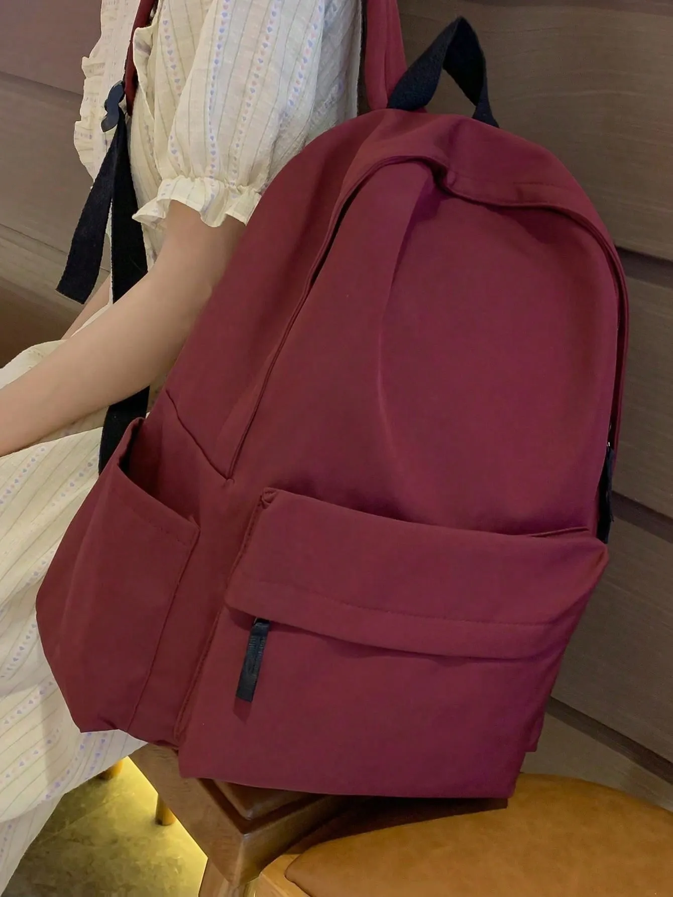 Large Capacity Solid Color Minimalist College Style Viral  Backpack
