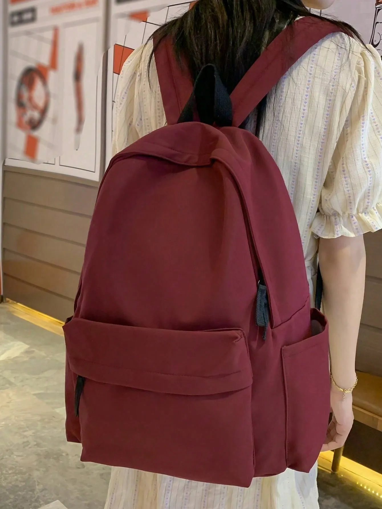 Large Capacity Solid Color Minimalist College Style Viral  Backpack