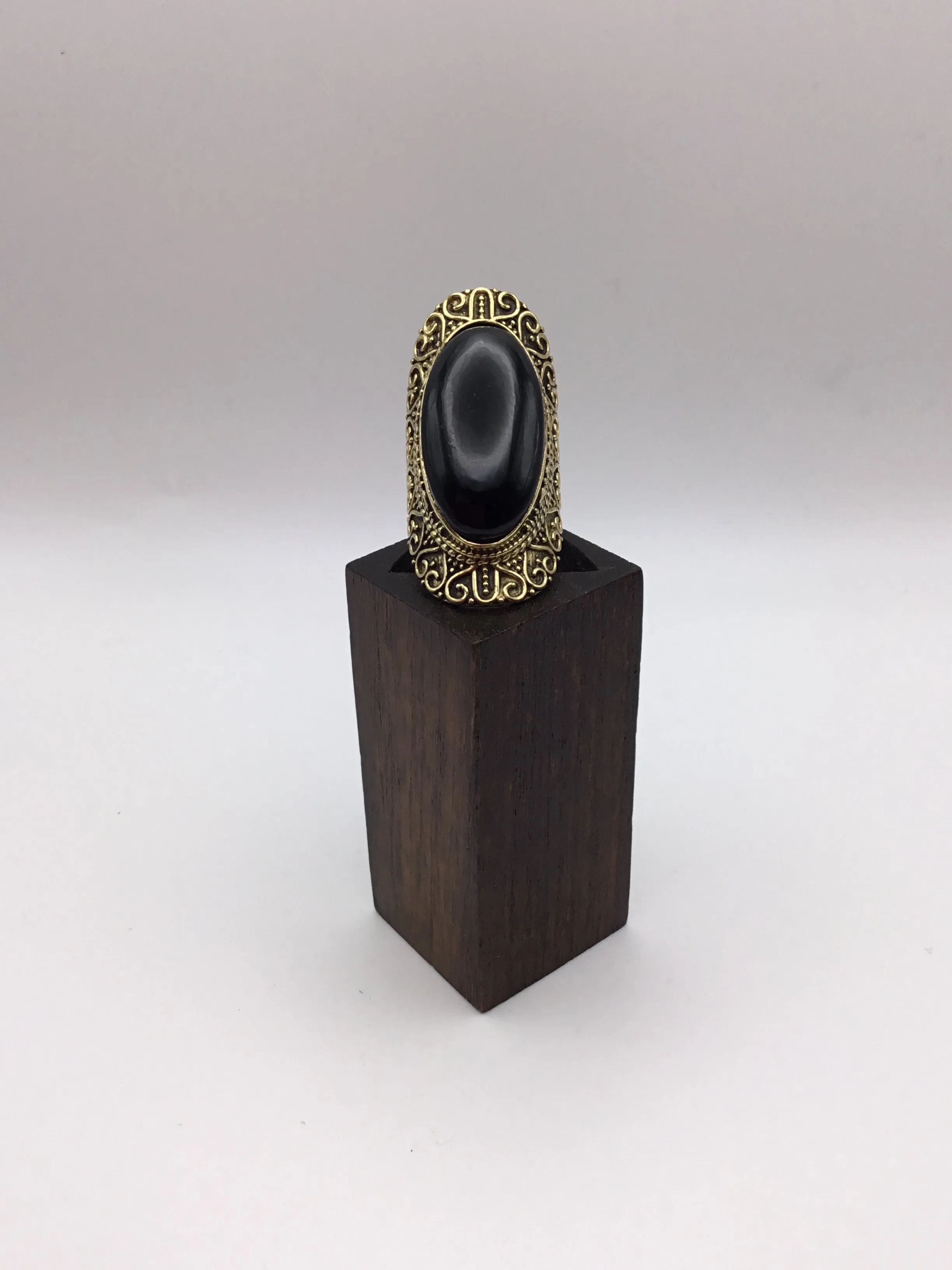 Large Heart Surround Brass Ring: Various Stones