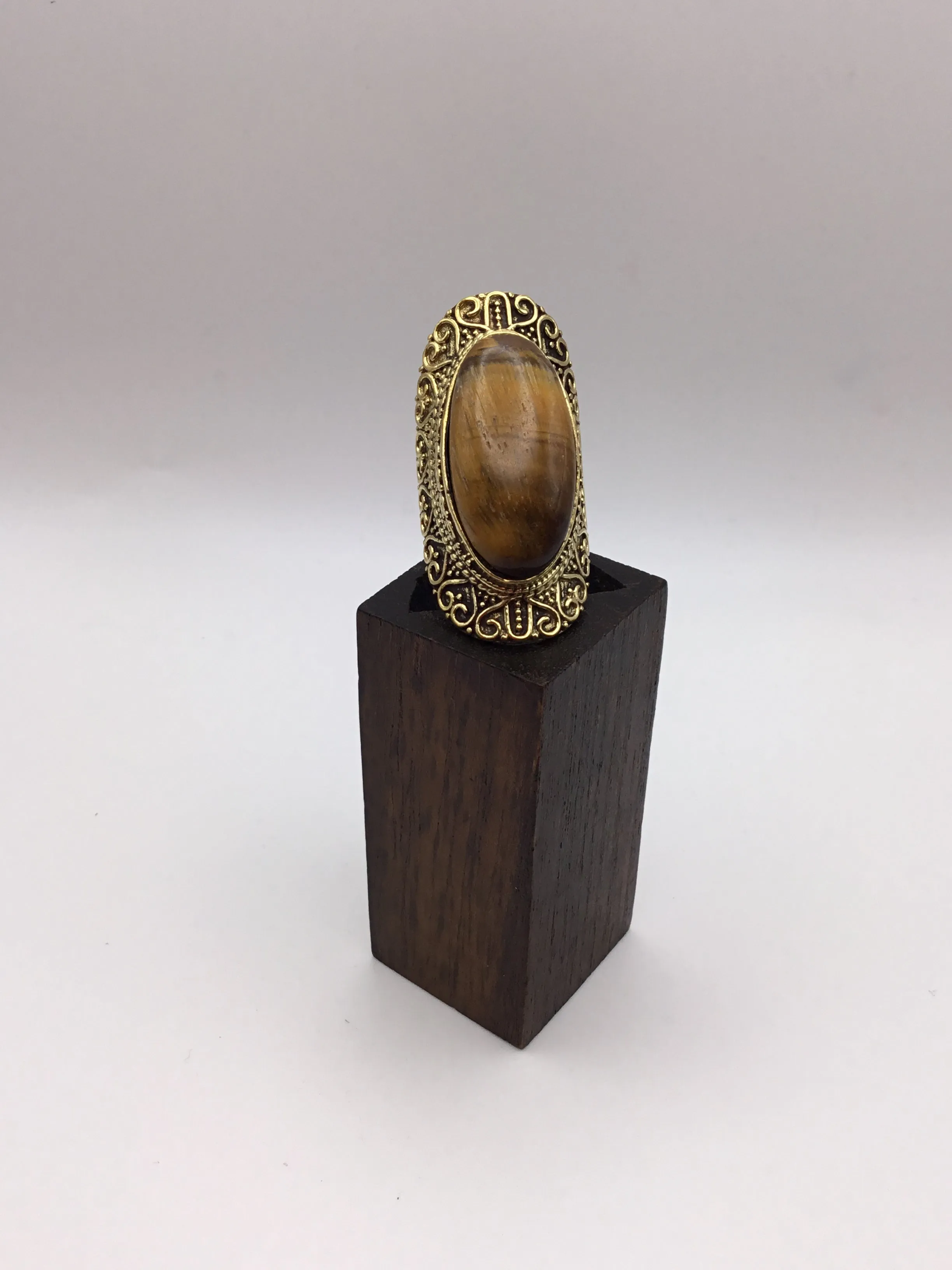 Large Heart Surround Brass Ring: Various Stones