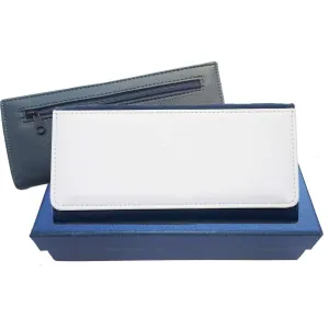 Large Leather Purse - Navy Blue   giftbox