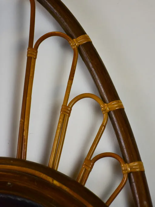 Large vintage French mirror - oval with woven cane frame 43" x 19¾"