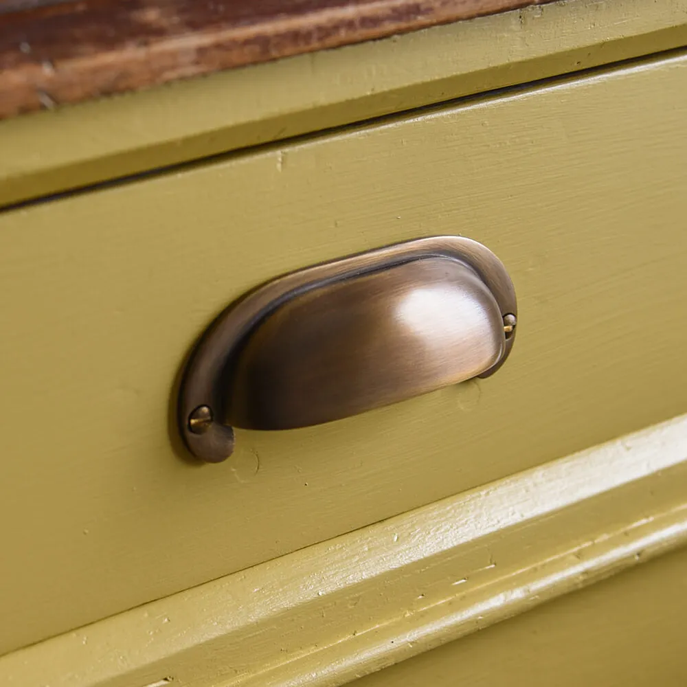 Light Antique Brass Large Curved Hooded Drawer Handle