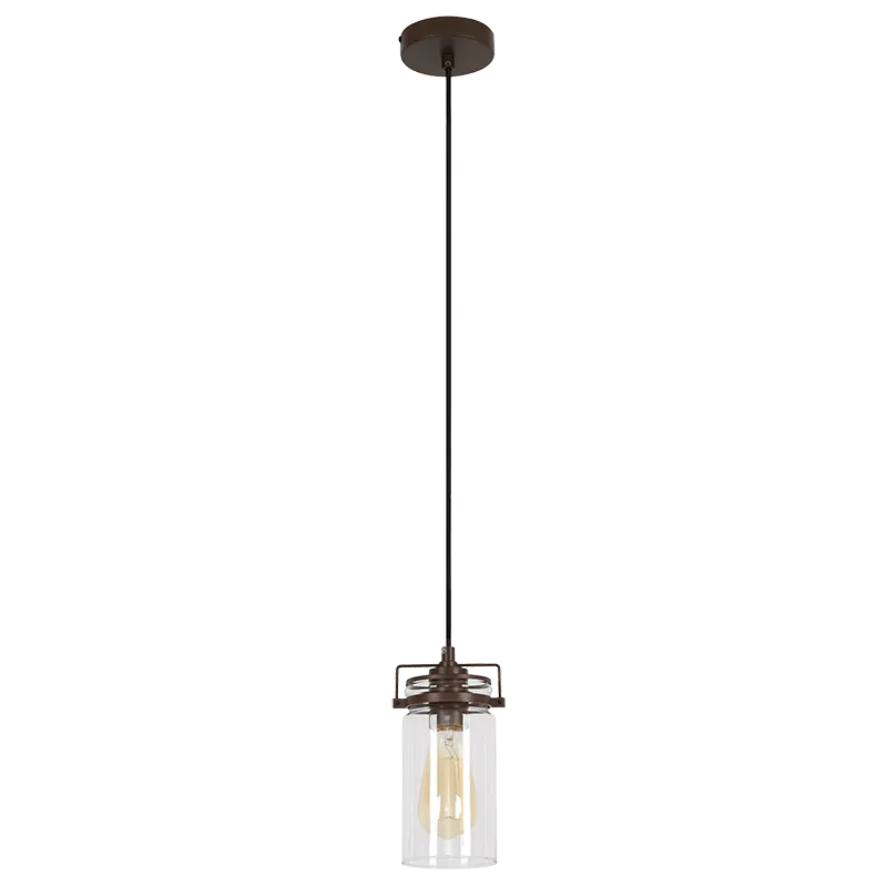 Linden 1 Light Antique Brown Pendant with Clear Glass