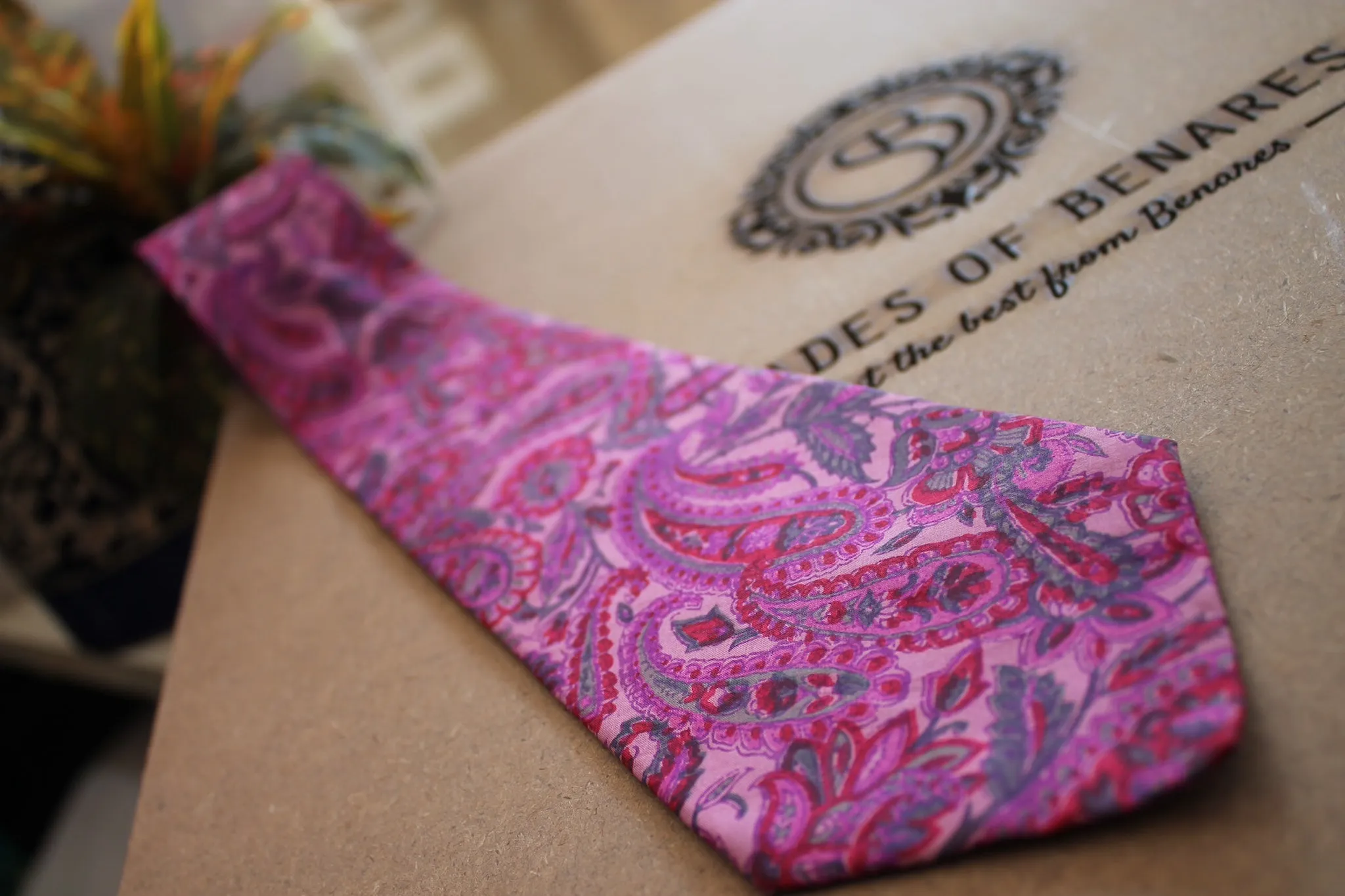 Luxurious Banarasi Silk Tie In Pink