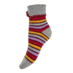 Luxurious Cuff House Socks in Multi Stripe