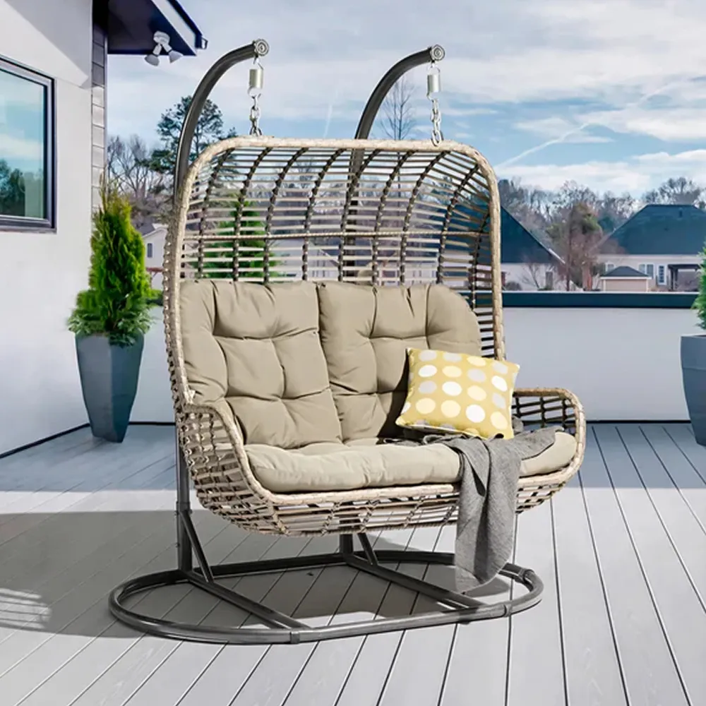 Luxurious Double Seater Outdoor Rattan Hanging Chair