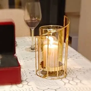 Luxurious Gold Metal and Glass Designer Vase