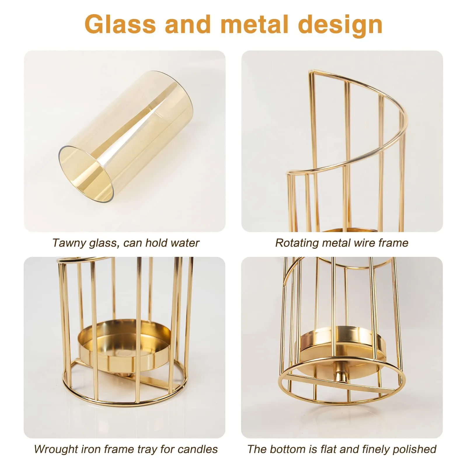 Luxurious Gold Metal and Glass Designer Vase