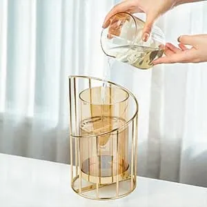 Luxurious Gold Metal and Glass Designer Vase