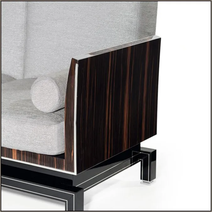 Luxurious Italian Black Wood-Framed Sofa
