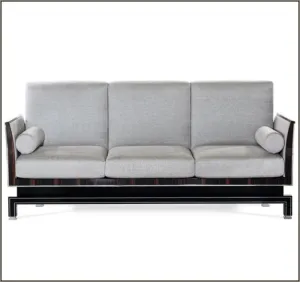 Luxurious Italian Black Wood-Framed Sofa