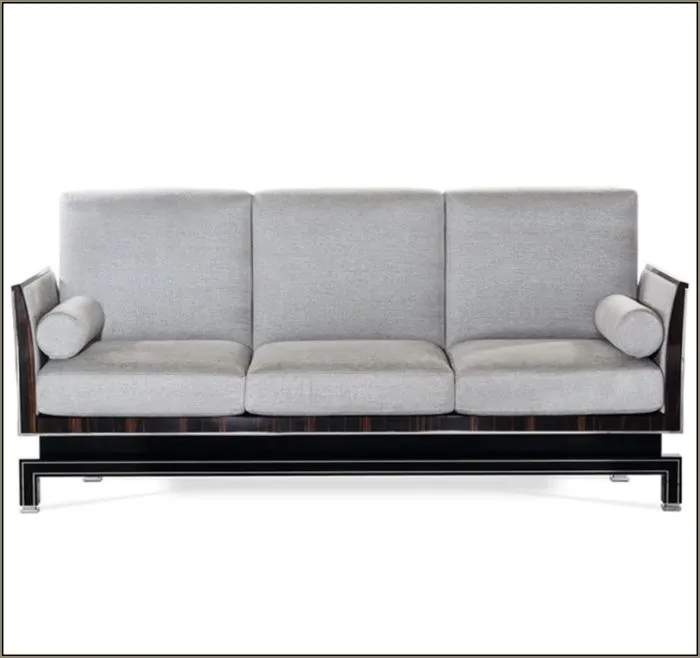 Luxurious Italian Black Wood-Framed Sofa