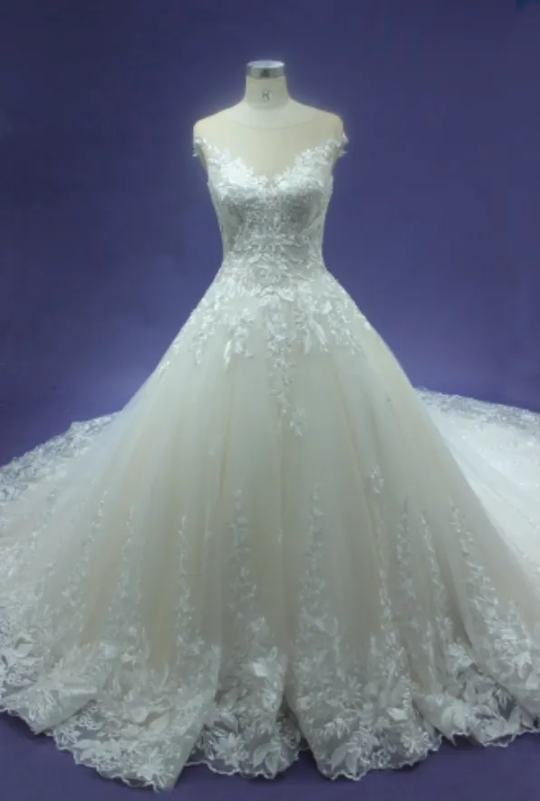 Luxurious Lace A Line Wedding Bridal Gown