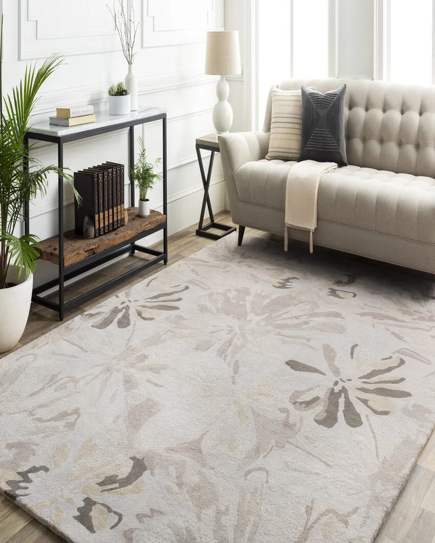 Luxurious Modern Athena Floral Print Woolen Carpet