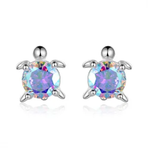 Luxurious Pure S925 Silver Turtle Crystal Earrings