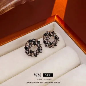 Luxurious Round Geometric Copper Electroplating Earrings