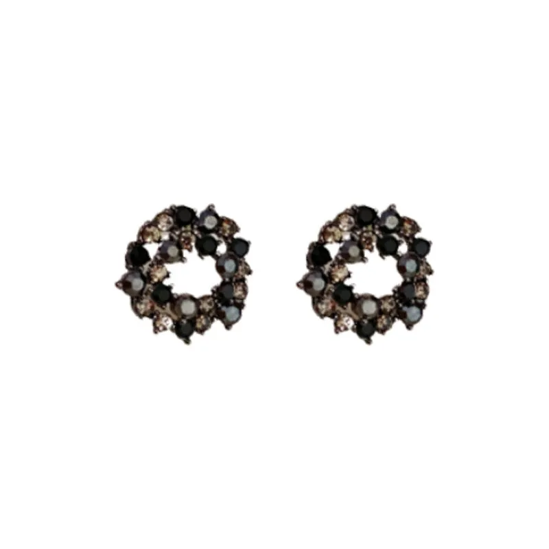 Luxurious Round Geometric Copper Electroplating Earrings