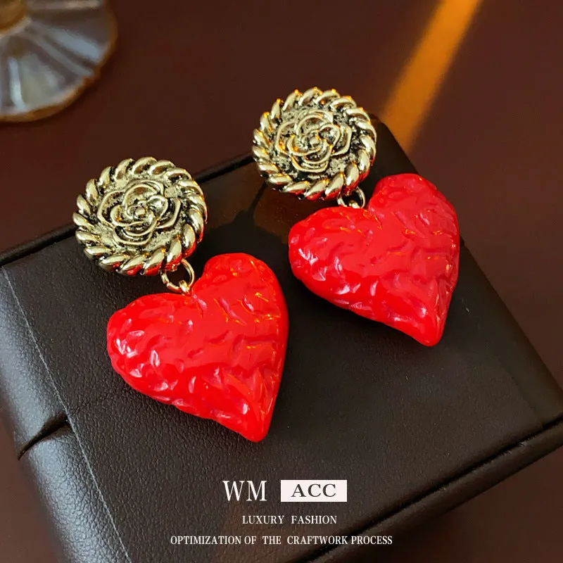 Luxurious Round Geometric Heart Flower Alloy Electroplating Earrings