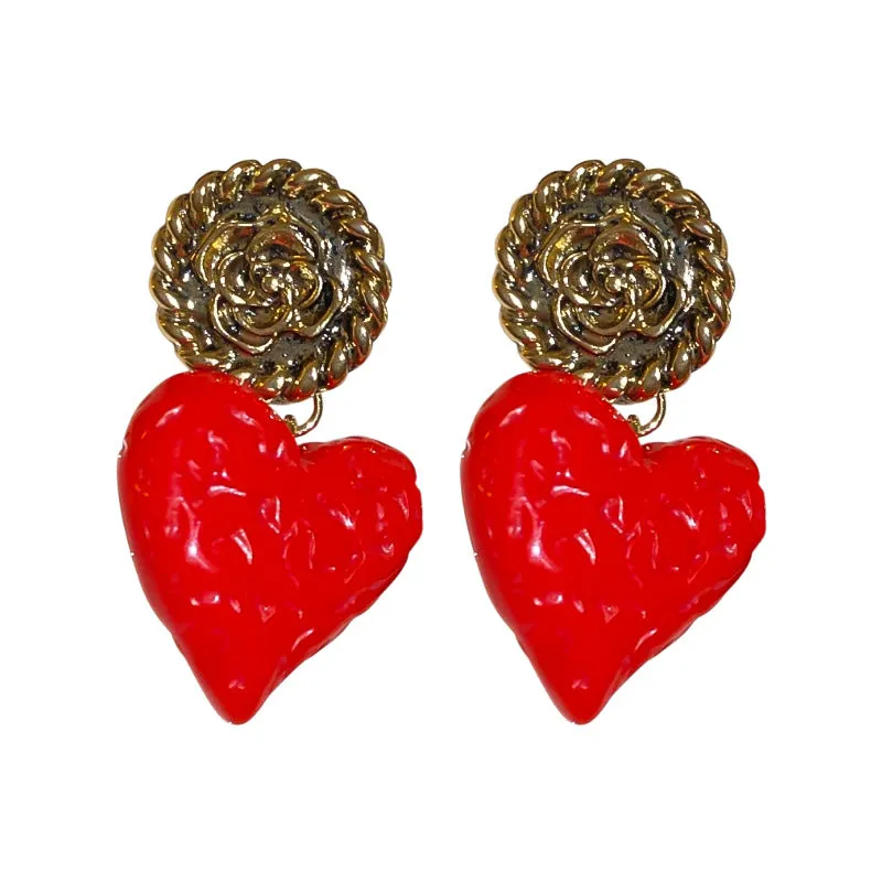 Luxurious Round Geometric Heart Flower Alloy Electroplating Earrings