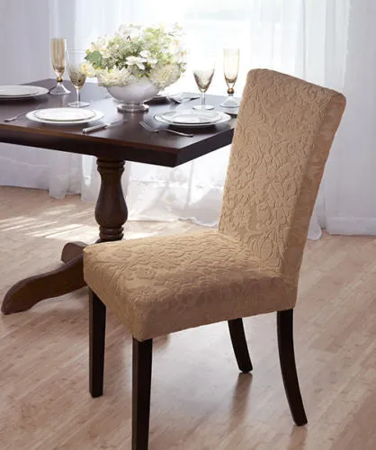 Luxurious Velvet Damask Dining Chair Cover