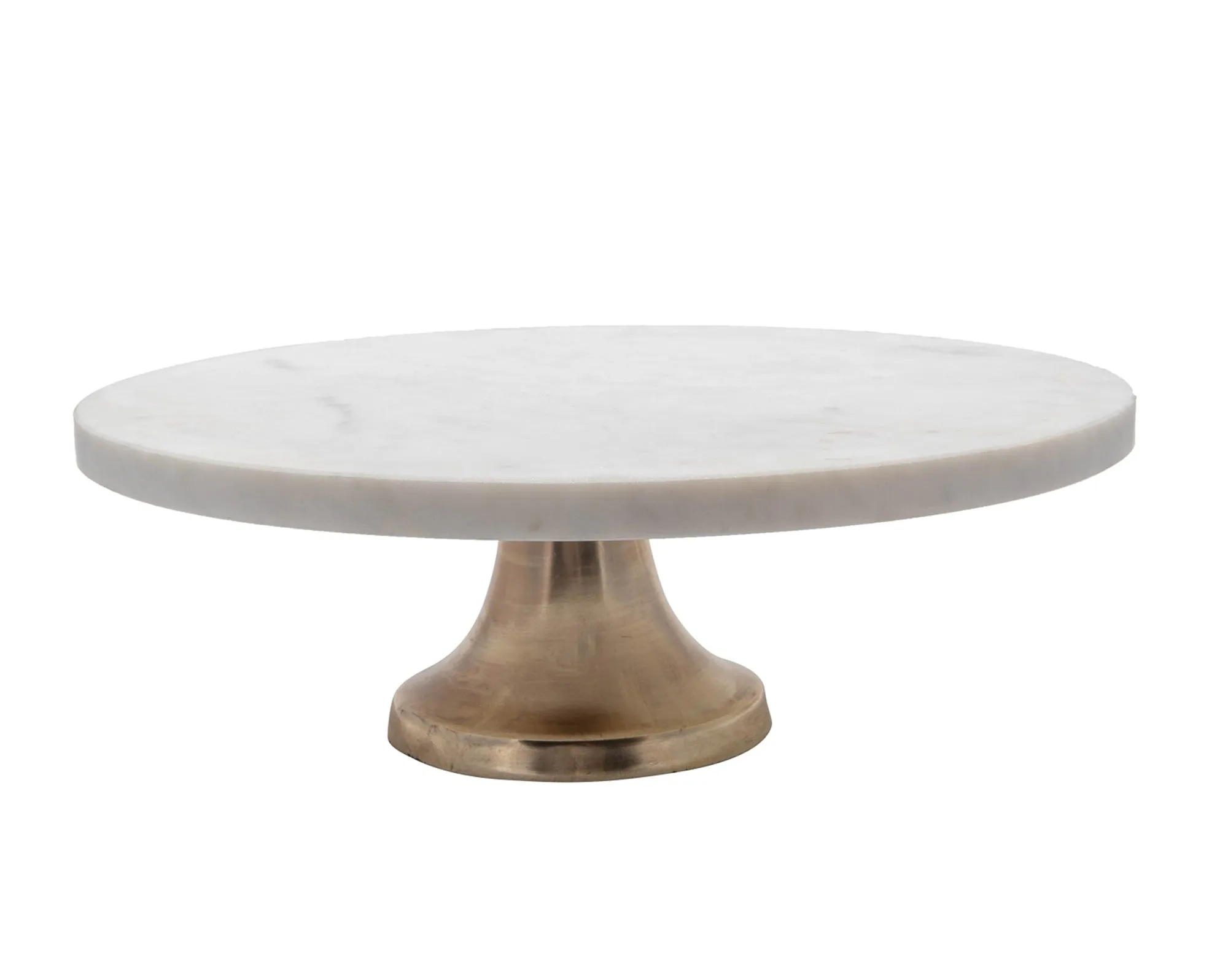 Marble Cake Plate with Antique Brass Base