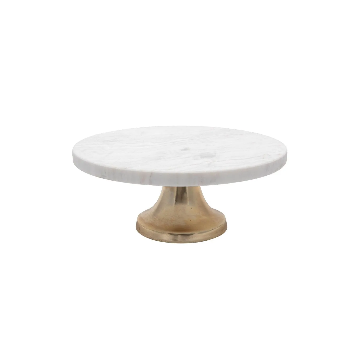 Marble Cake Plate with Antique Brass Base
