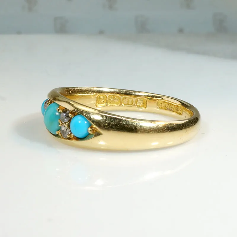 Marvelous Turquoise & Diamond 18ct English Band