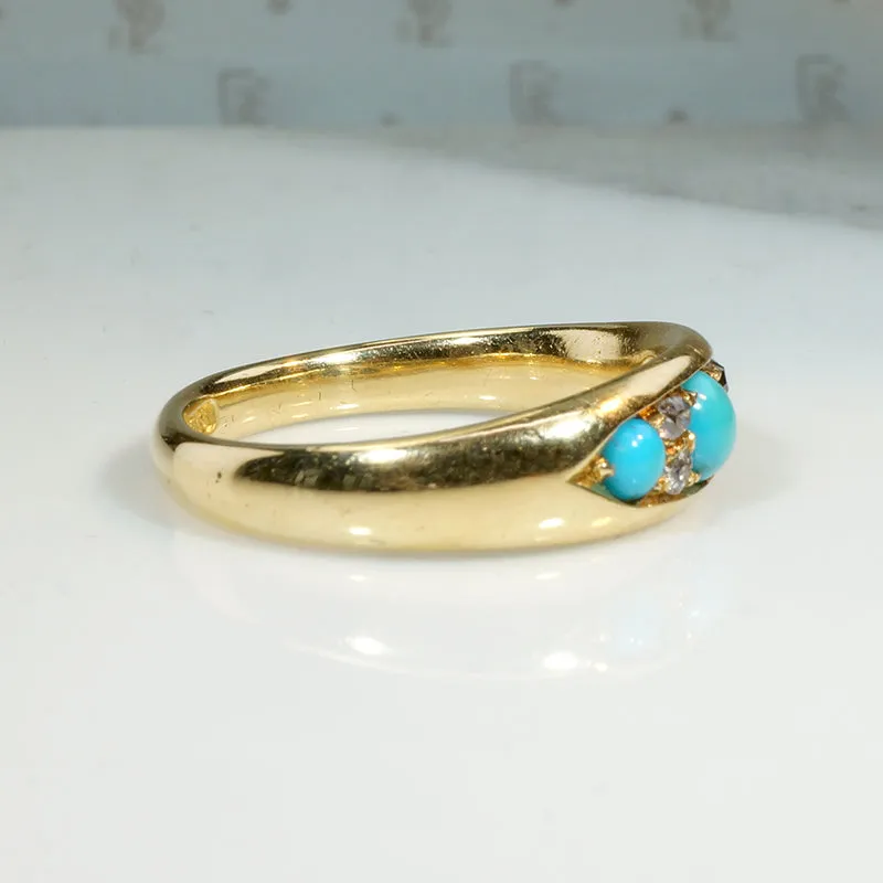 Marvelous Turquoise & Diamond 18ct English Band