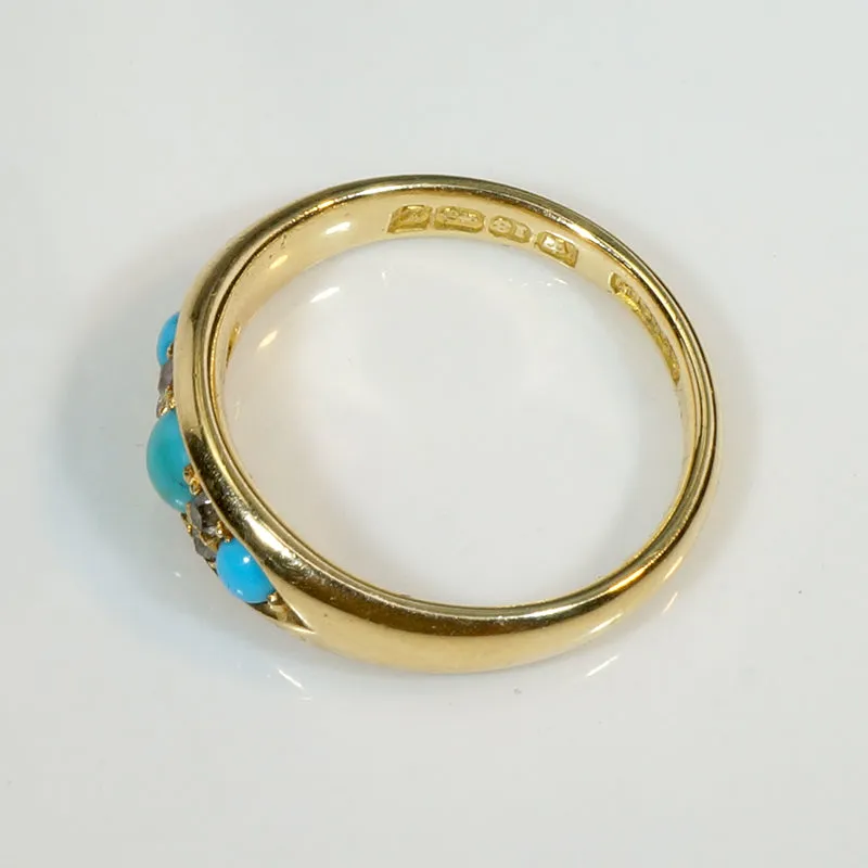 Marvelous Turquoise & Diamond 18ct English Band
