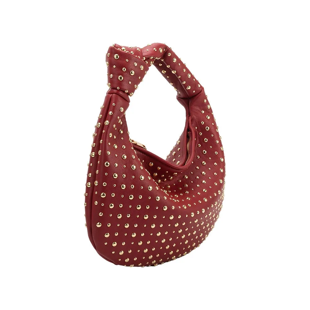 Melie Bianco Brigitte Large Studded Red Shoulder Bag