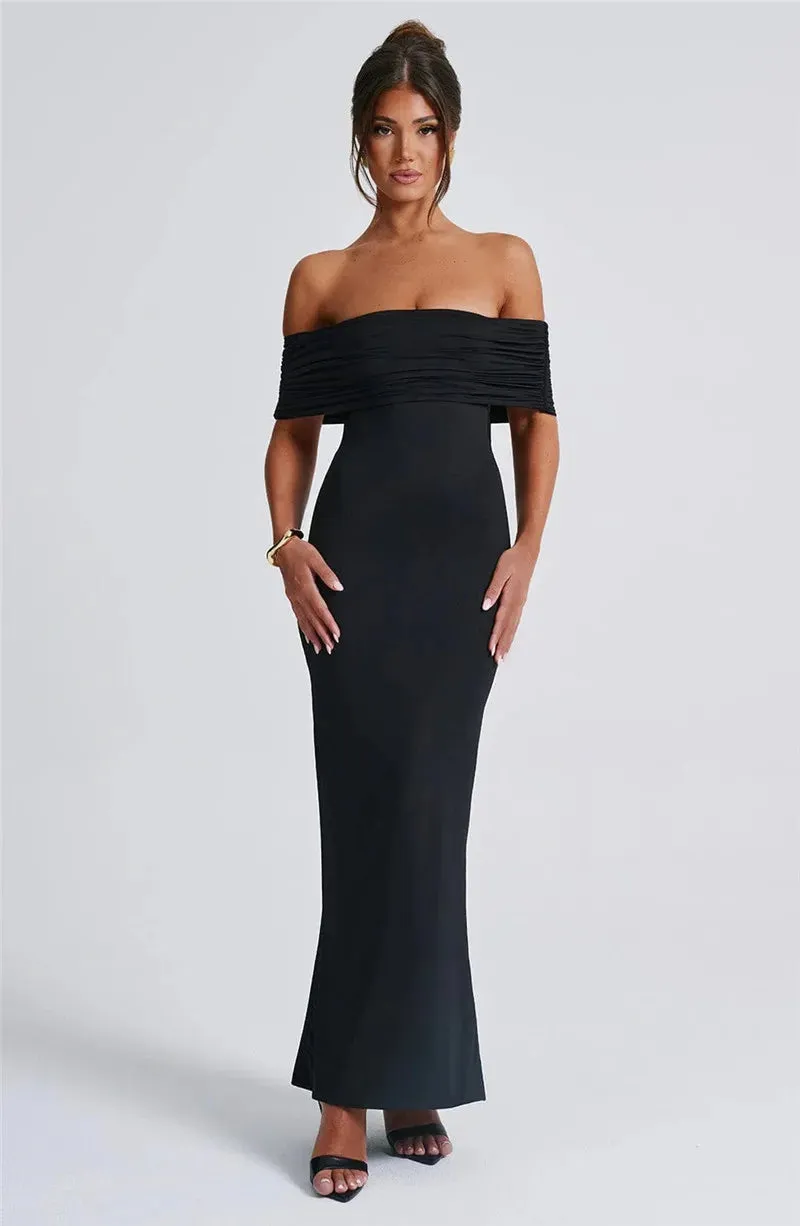 Mermaid Off-Shoulder Backless Gown - Ruched for Evening Glamour