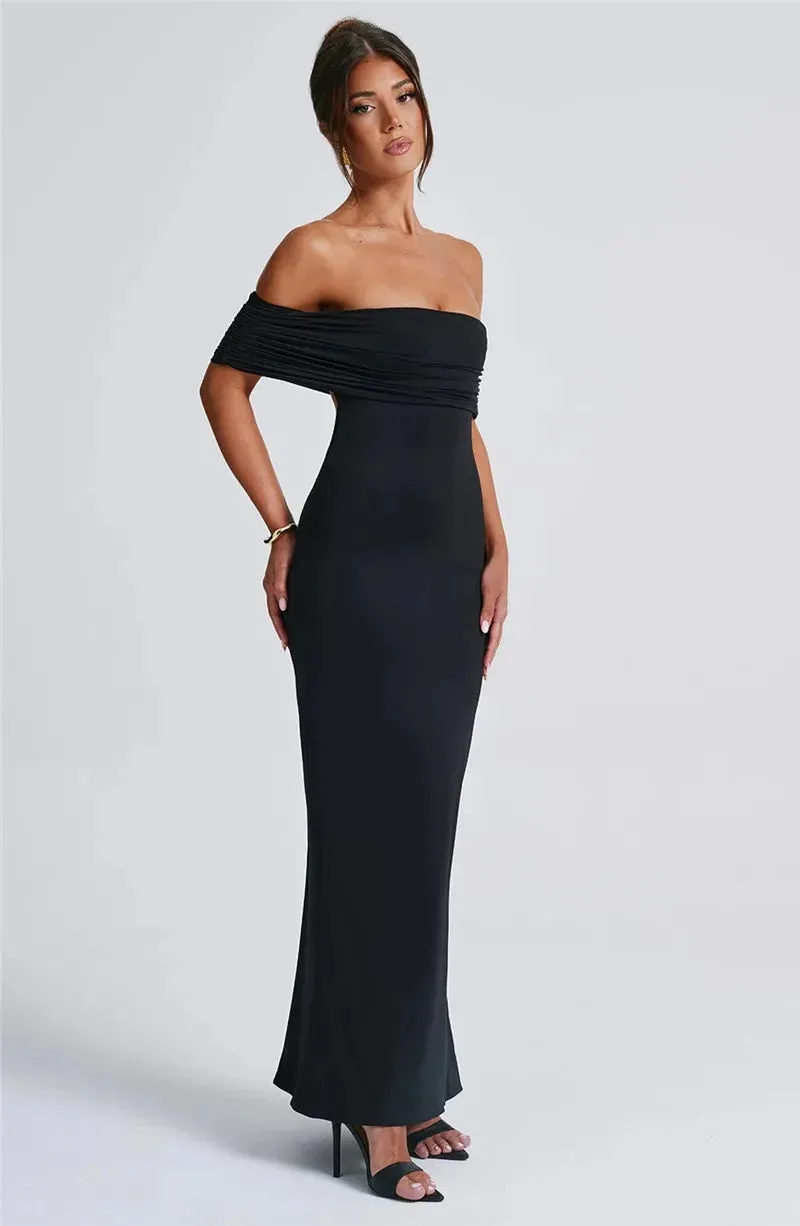 Mermaid Off-Shoulder Backless Gown - Ruched for Evening Glamour